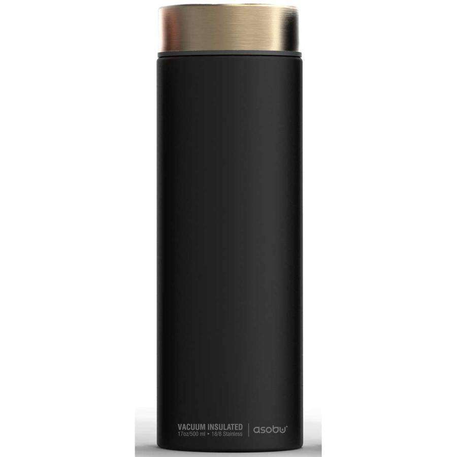 水筒 asobu ファッションボトル LE BATON 500ml ステンレスボトル 直飲み 保温保冷 ドリンクボトル アソブ トラベルボトル ル・バトン ブラック ゴールド | 
