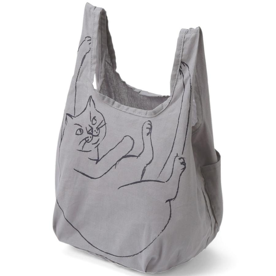 エコバッグ ルートート ルーショッパーミニマルシェ 猫グッズ 小さめサイズ かわいい 折りたたみ ショッピングバッグ ROOTOTE グレー | ROOTOTE