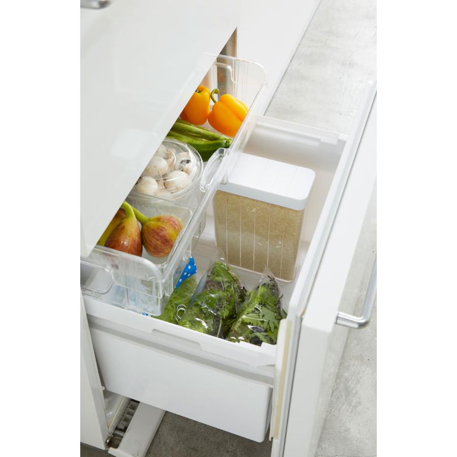 米びつ 正規品 TOWER タワー 1合分別 冷蔵庫用米びつ 野菜室 スリム 簡単軽量 便利 機能的 ライスストッカー 冷蔵庫収納 山崎実業 ホワイト | tower | 06