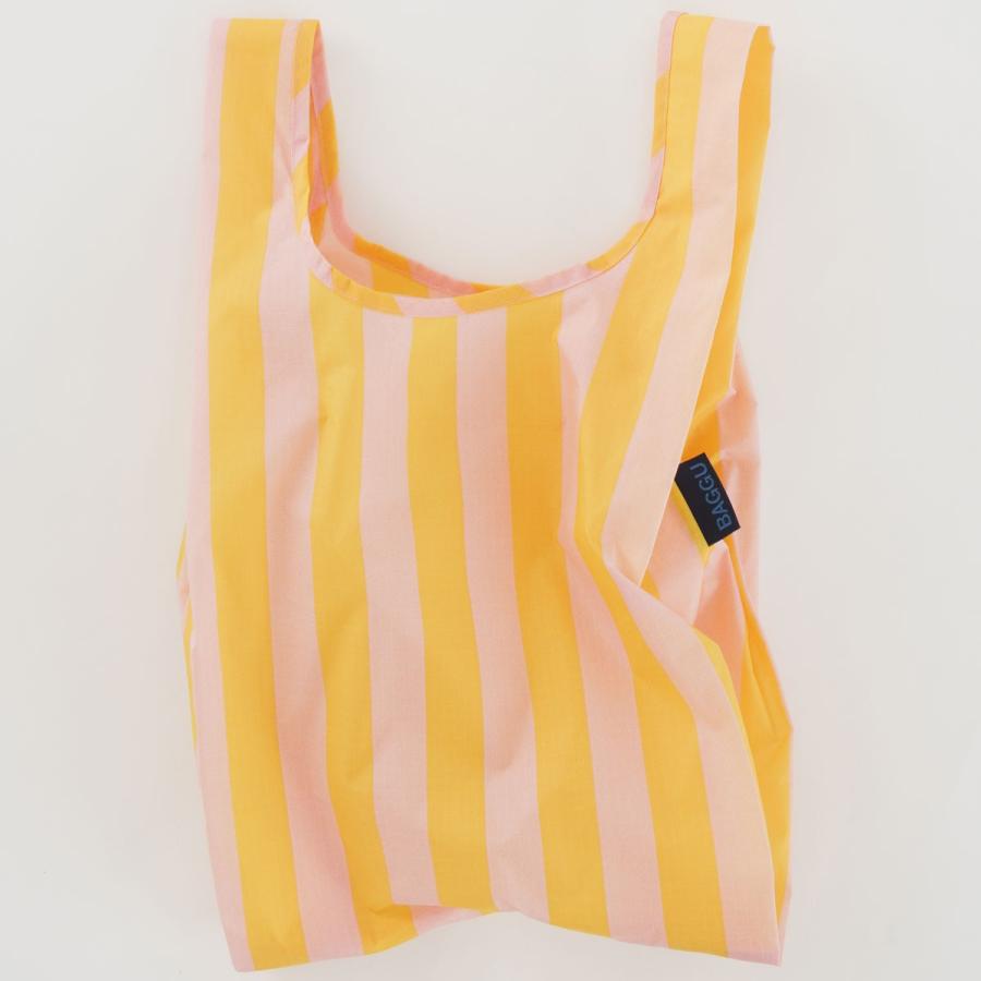 エコバッグ BAGGU 正規品 BABY BAGGU 模様シリーズ 小さめサイズ 折りたたみ ショッピングバッグ バグゥ オレンジストライプ | BAGGU