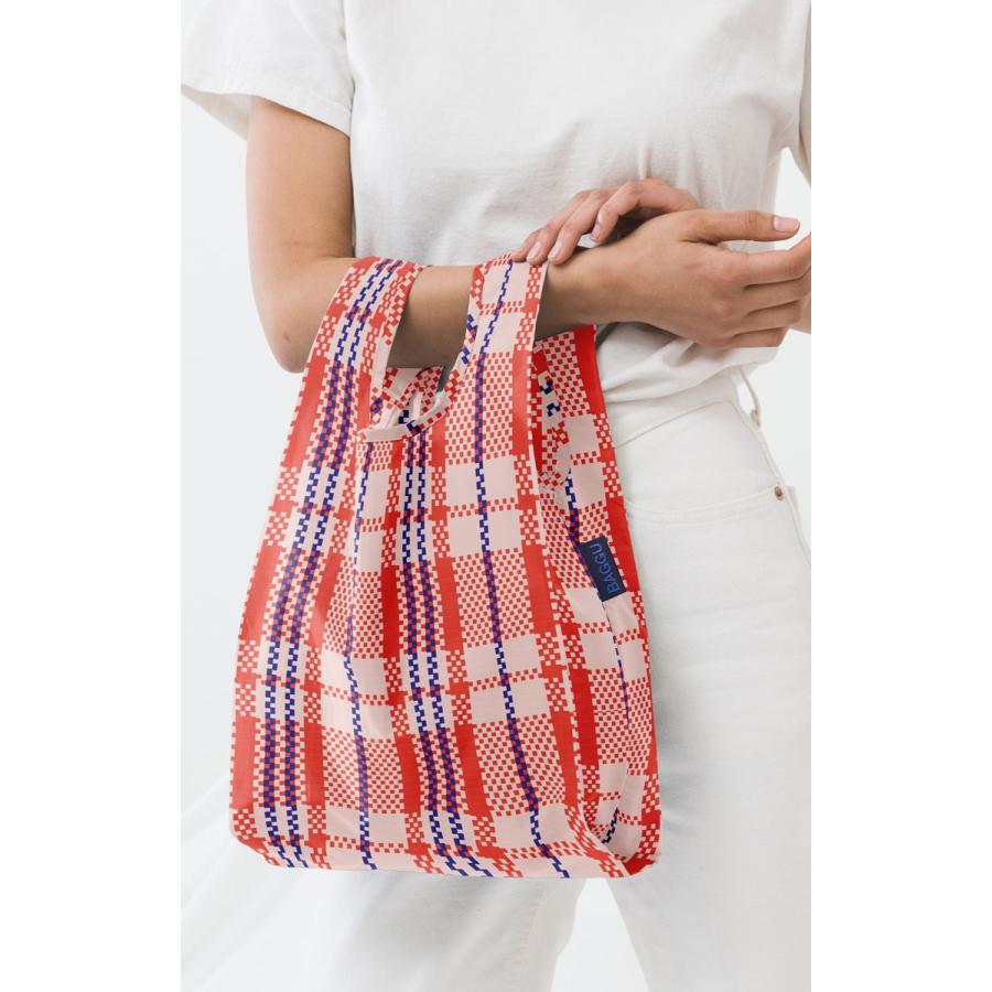 エコバッグ BAGGU 正規品 BABY BAGGU 模様シリーズ 小さめサイズ 折りたたみ ショッピングバッグ バグゥ マーケットチェックレッド | BAGGU | 01