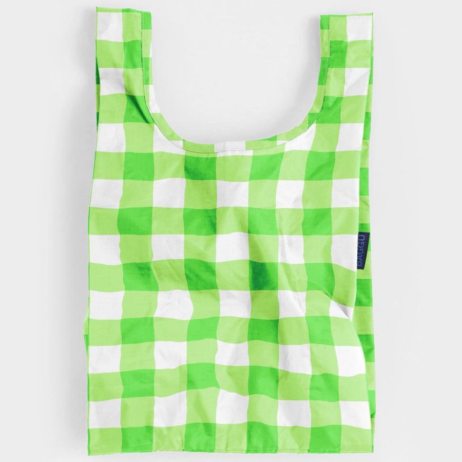 エコバッグ BAGGU 正規品 BABY BAGGU 模様シリーズ 小さめサイズ 折りたたみ ショッピングバッグ バグゥ ビックギンガムグリーン | BAGGU