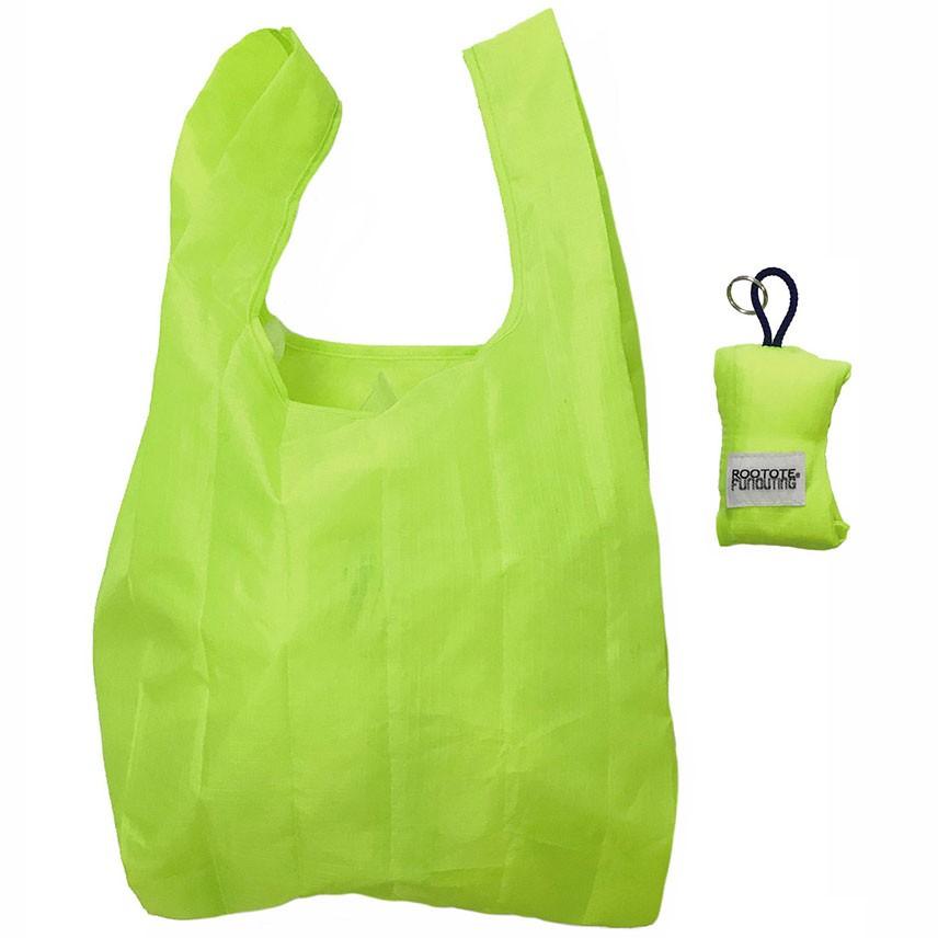エコバッグ ルートート ルーショッパー レイジー 12リットル ポータブルエコバッグ 携帯 リング付き 折りたたみ ショッピングバッグ ROOTOTE イエロー | ROOTOTE