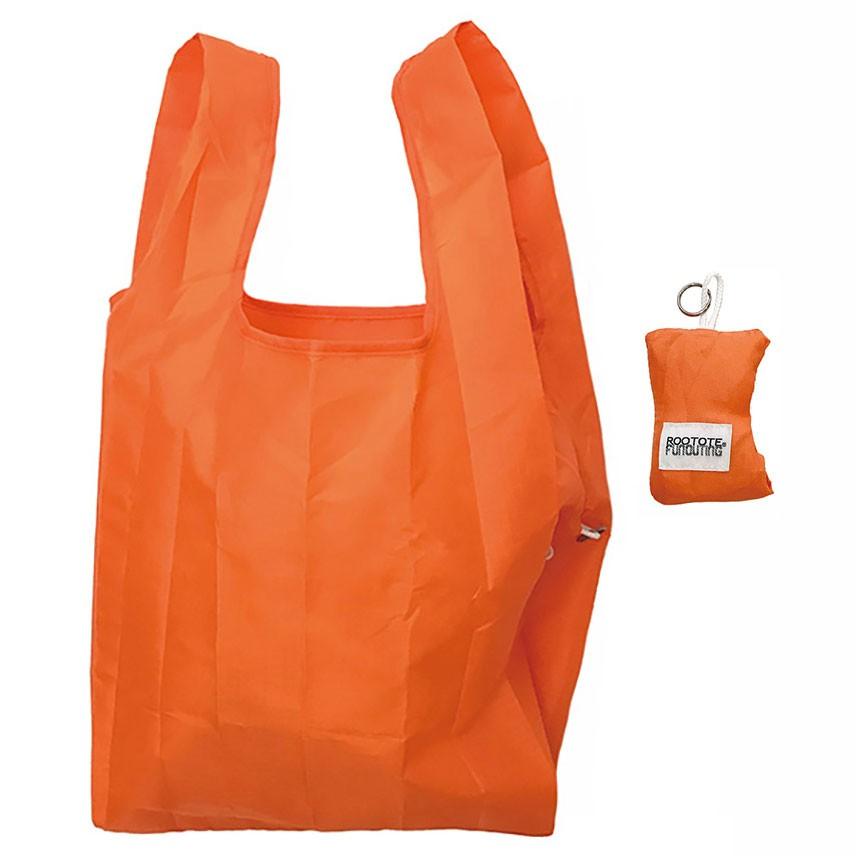 エコバッグ ルートート ルーショッパー レイジー 12リットル ポータブルエコバッグ 携帯 リング付き 折りたたみ ショッピングバッグ ROOTOTE オレンジ | ROOTOTE