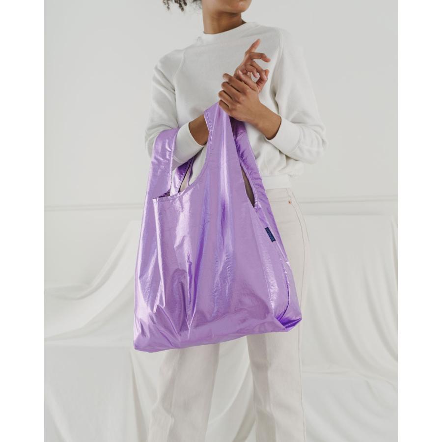 エコバッグ BAGGU 正規品 STANDARD BAGGU メタリックシリーズ 収納ポーチ レジ袋 折りたたみ ショッピングバッグ バグゥ ライラックメタリック | BAGGU | 03