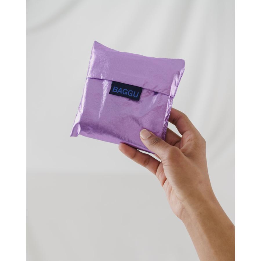 エコバッグ BAGGU 正規品 STANDARD BAGGU メタリックシリーズ 収納ポーチ レジ袋 折りたたみ ショッピングバッグ バグゥ ライラックメタリック | BAGGU | 04