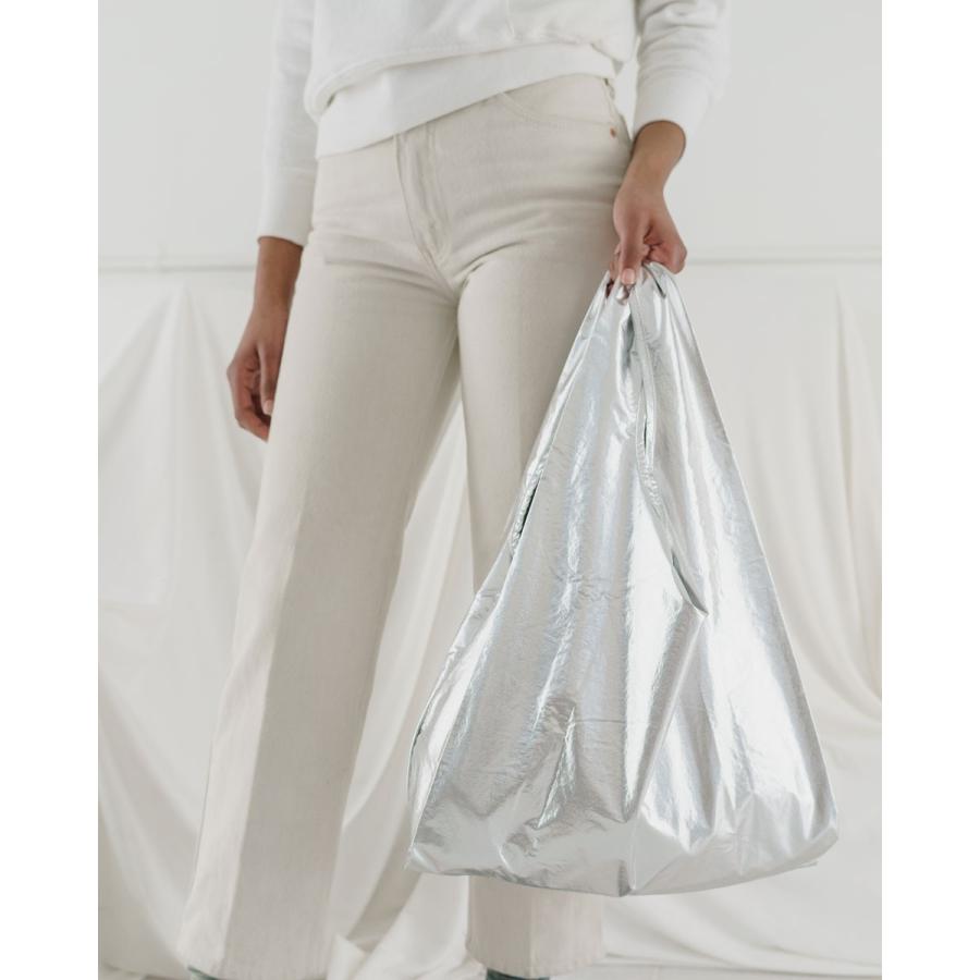 エコバッグ BAGGU 正規品 STANDARD BAGGU メタリックシリーズ 収納ポーチ レジ袋 折りたたみ ショッピングバッグ バグゥ シルバーメタリック | BAGGU | 02