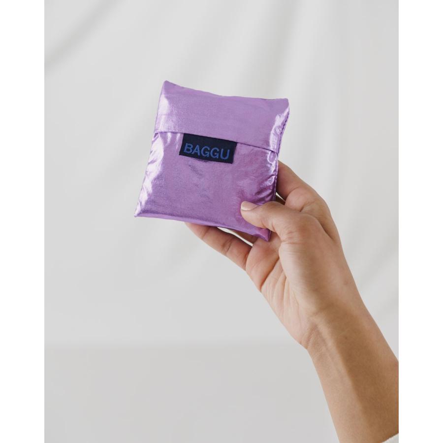 エコバッグ BAGGU 正規品 BABY BAGGU メタリックシリーズ 収納ポーチ レジ袋 折りたたみ ショッピングバッグ バグゥ ライラックメタリック | BAGGU | 03