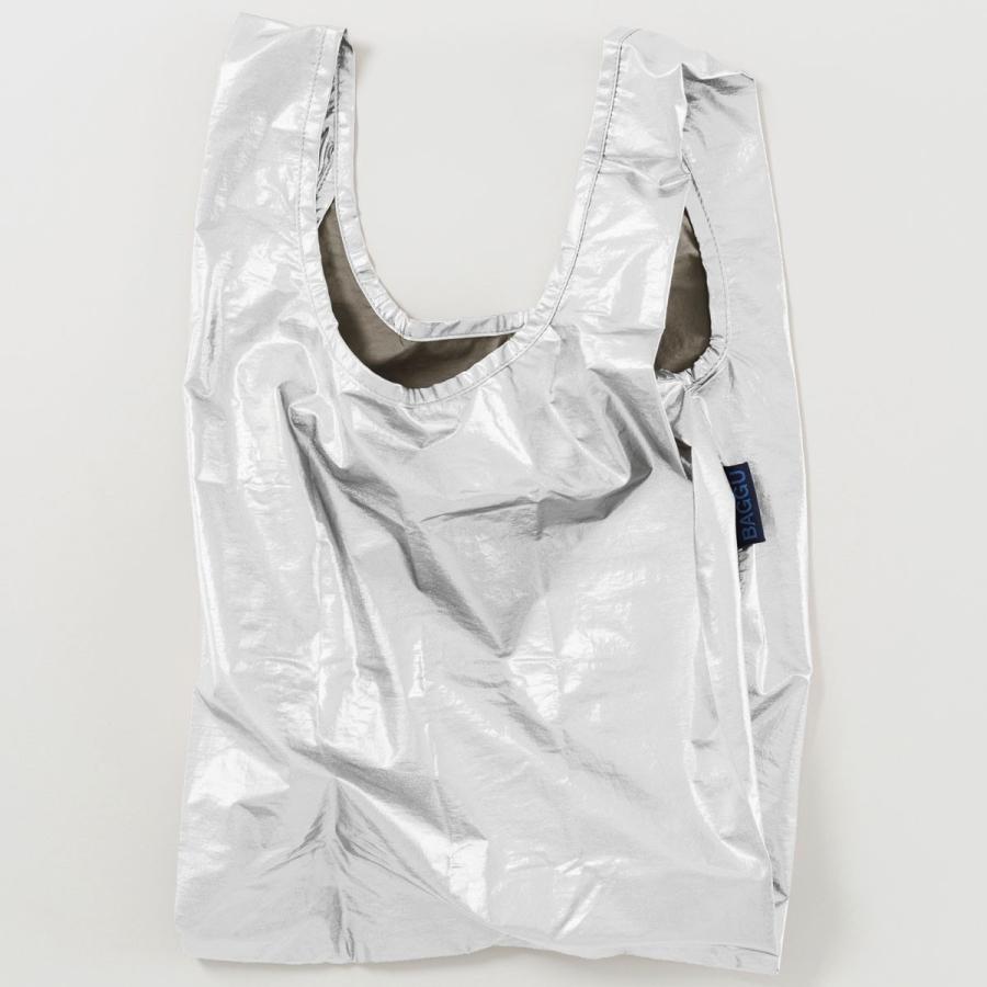 エコバッグ BAGGU 正規品 BABY BAGGU メタリックシリーズ 収納ポーチ レジ袋 折りたたみ ショッピングバッグ バグゥ シルバーメタリック | BAGGU
