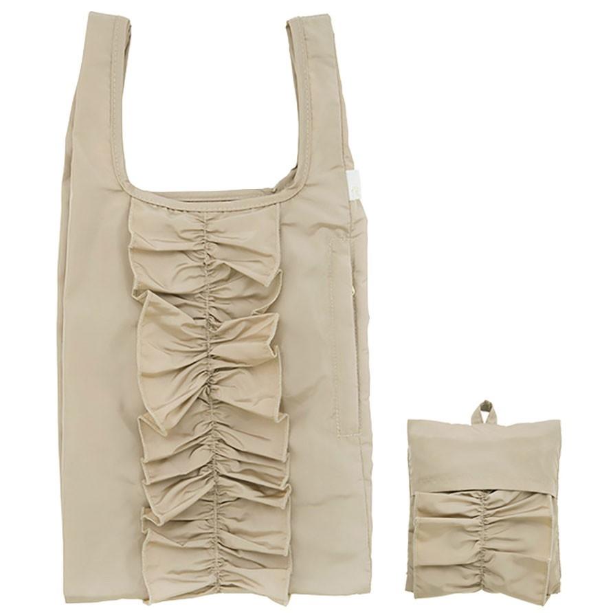 エコバッグ ルートート EU.ルーショッパーミッドフリル-A エレガント フリル付き 折りたたみ ショッピングバッグ ROOTOTE ベージュ | ROOTOTE