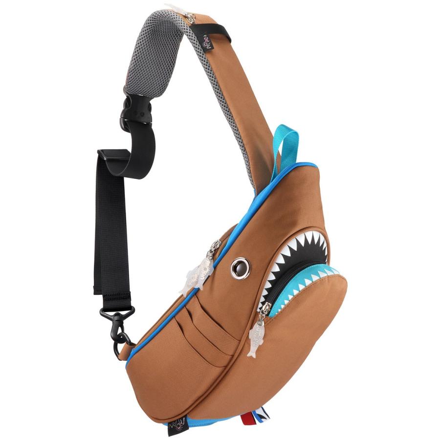 ウエストポーチ MORN CREATIONS シャークスリングバッグ ファスナー付きポケット ウエストバッグ モーンクリエイションズ コンビ ブラウン/ブルー | 