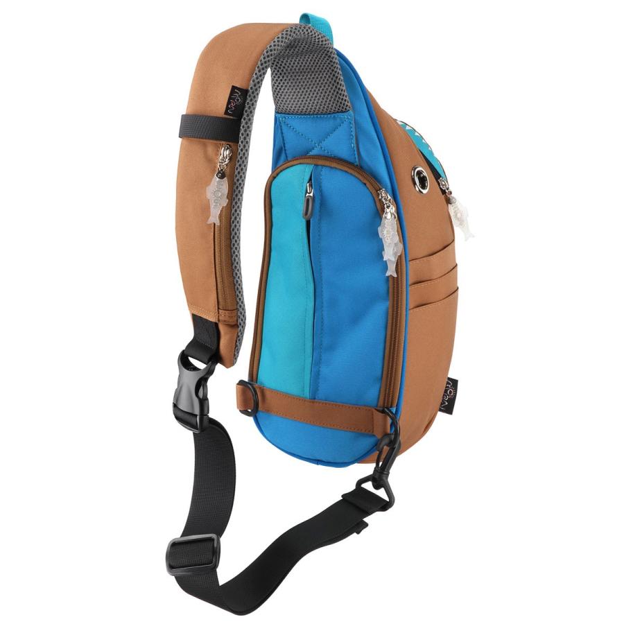 ウエストポーチ MORN CREATIONS シャークスリングバッグ ファスナー付きポケット ウエストバッグ モーンクリエイションズ コンビ ブラウン/ブルー |  | 05