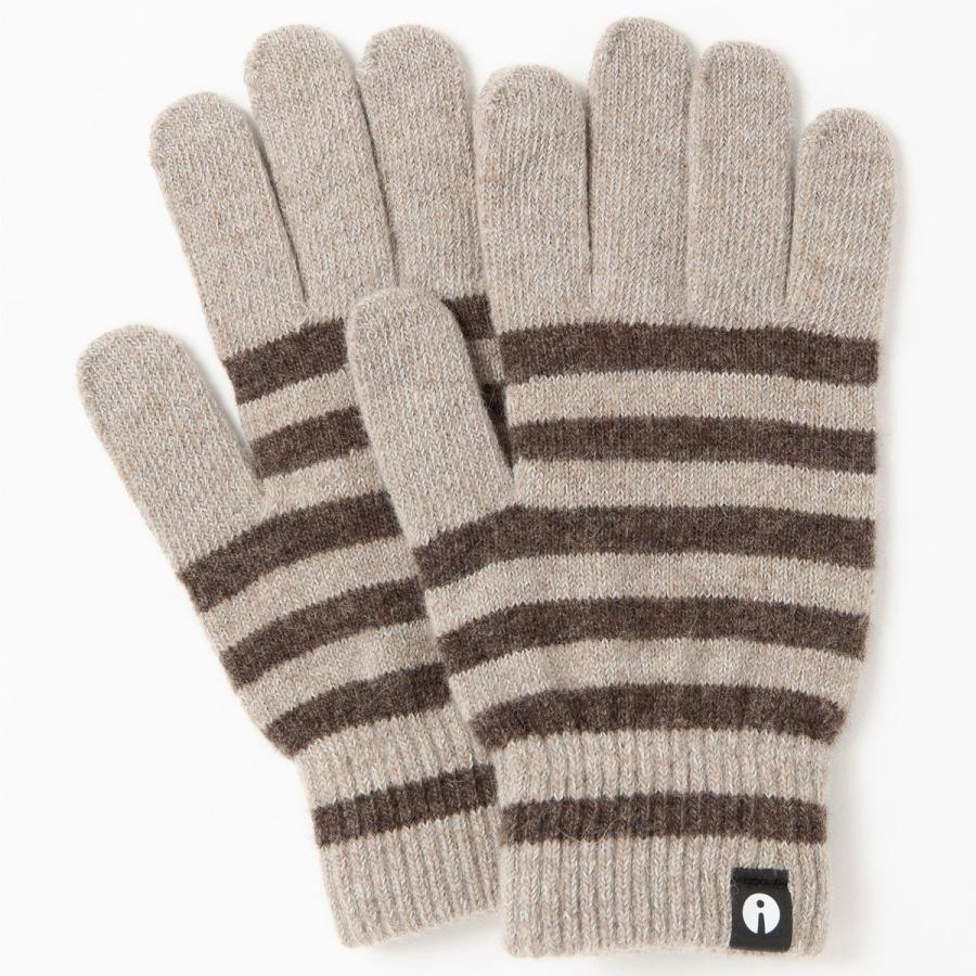 スマホ手袋 iTouch Gloves Lサイズ タッチパネル操作 スマートフォン対応 ウール スマホ対応 アイタッチグローブ ストライプ ベージュxブラウン | 