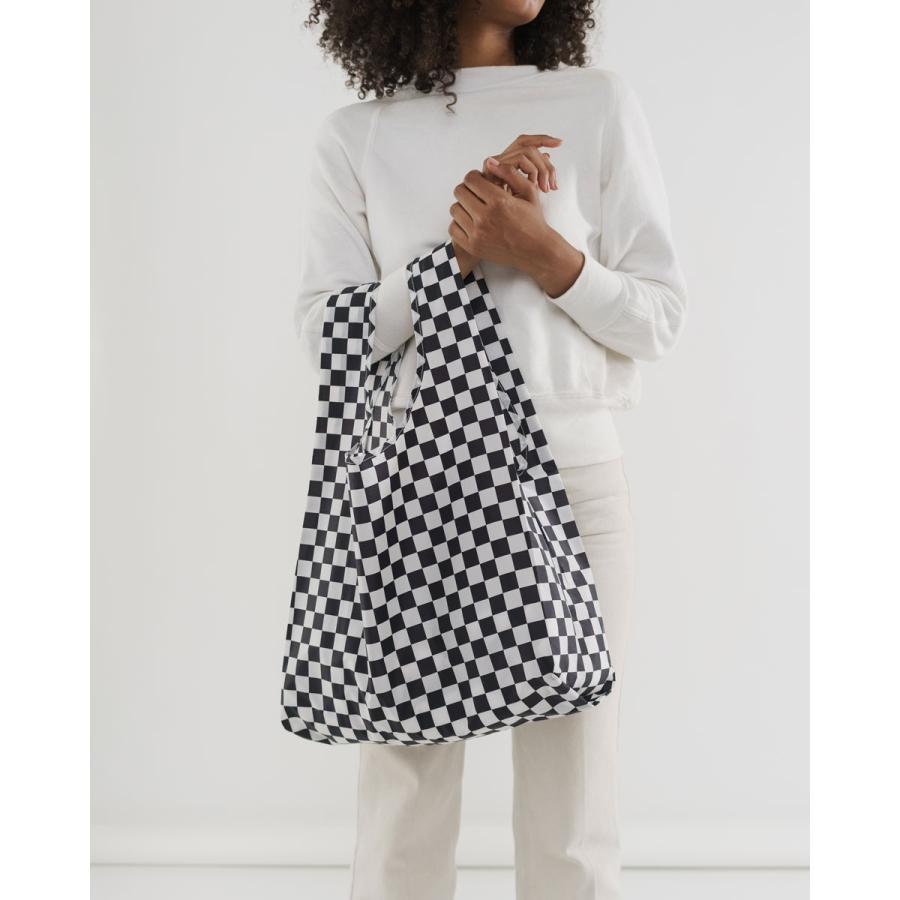 エコバッグ BAGGU 正規品 STANDARD BAGGU レジ袋 コンパクト ポーチ付き 折りたたみ ショッピングバッグ バグゥ チェッカーボードブラック | BAGGU | 01