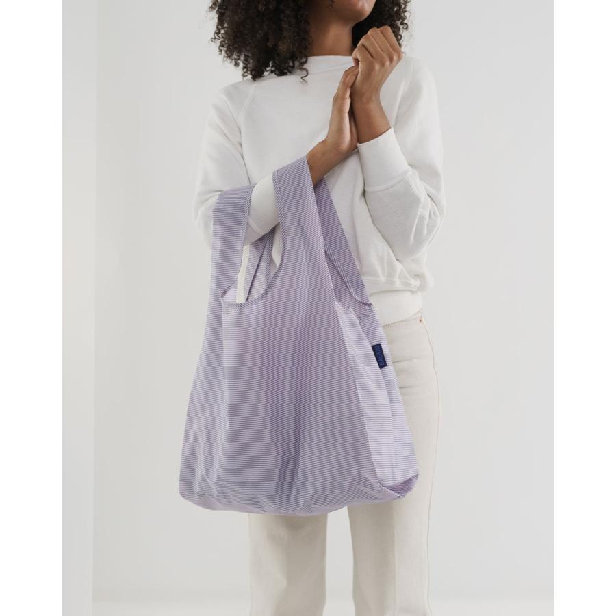 エコバッグ BAGGU 正規品 STANDARD BAGGU レジ袋 コンパクト ポーチ付き 折りたたみ ショッピングバッグ バグゥ マイクロストライプブルー | BAGGU | 01