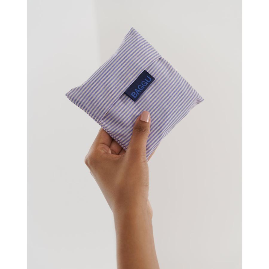 エコバッグ BAGGU 正規品 STANDARD BAGGU レジ袋 コンパクト ポーチ付き 折りたたみ ショッピングバッグ バグゥ マイクロストライプブルー | BAGGU | 04