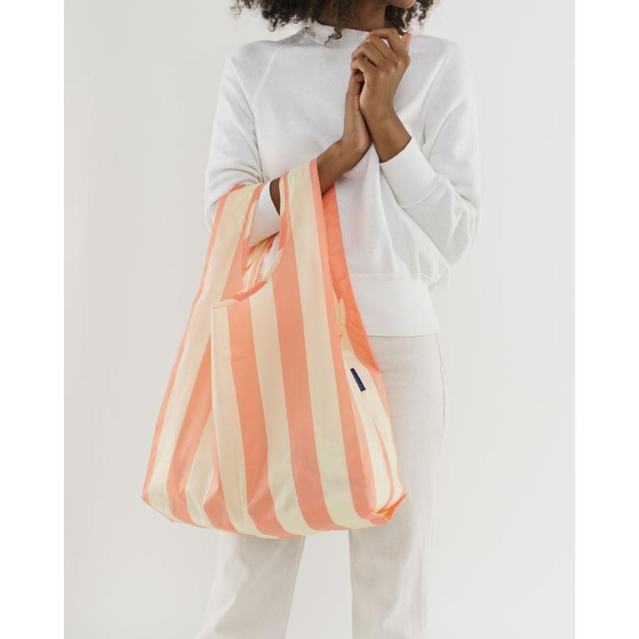 エコバッグ BAGGU 正規品 STANDARD BAGGU レジ袋 コンパクト 折りたたみ ショッピングバッグ バグゥ ストライプ ブリックオレンジxクリーム | BAGGU | 02