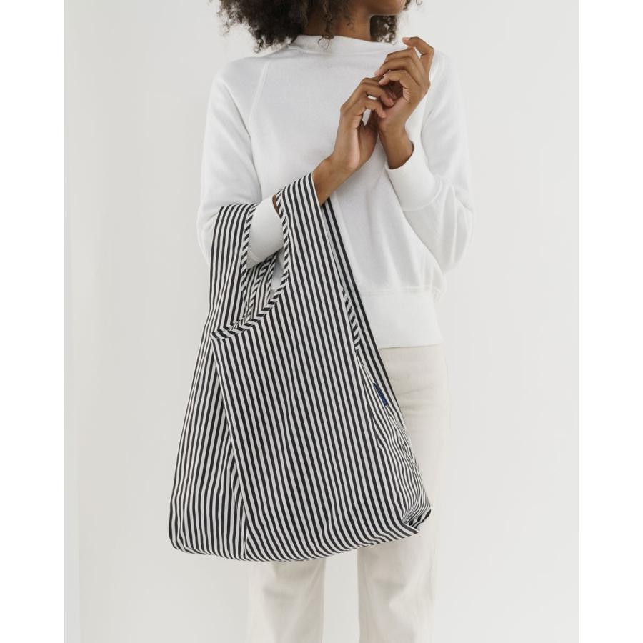 エコバッグ BAGGU 正規品 STANDARD BAGGU レジ袋 コンパクト 折りたたみ ショッピングバッグ バグゥ ストライプ ブラックｘホワイト | BAGGU | 02