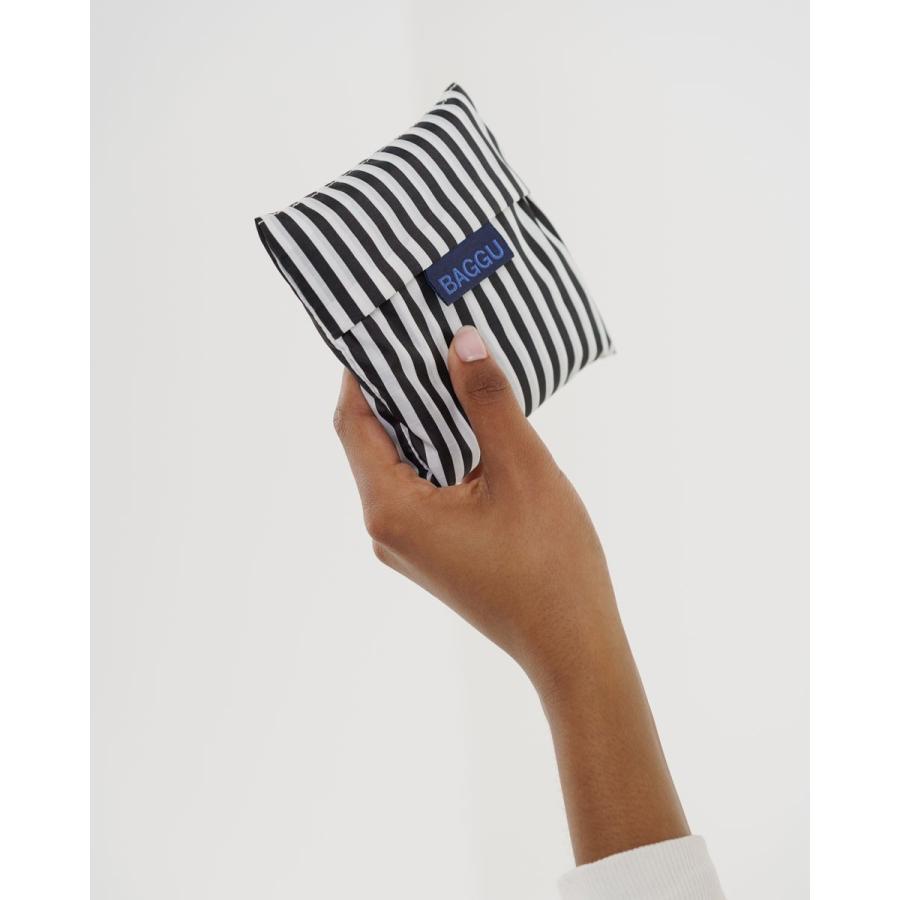 エコバッグ BAGGU 正規品 STANDARD BAGGU レジ袋 コンパクト 折りたたみ ショッピングバッグ バグゥ ストライプ ブラックｘホワイト | BAGGU | 03