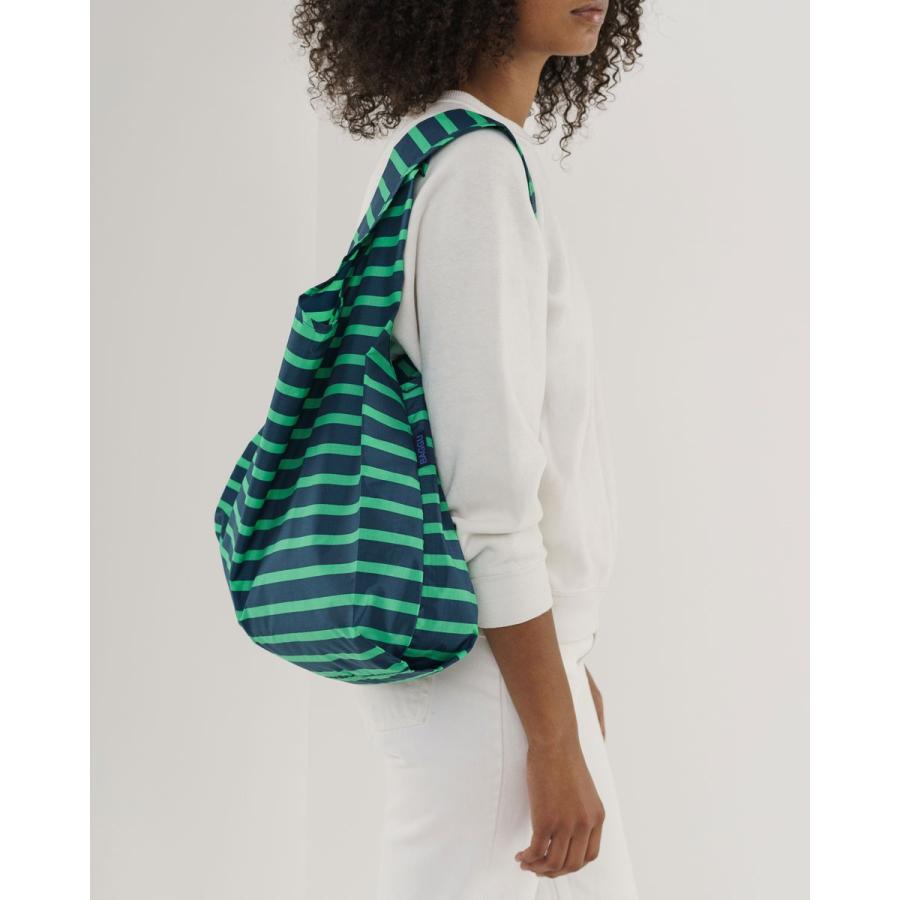 エコバッグ BAGGU 正規品 STANDARD BAGGU レジ袋 コンパクト 折りたたみ ショッピングバッグ バグゥ ストライプ ネイビーｘアロエグリーン | BAGGU | 01