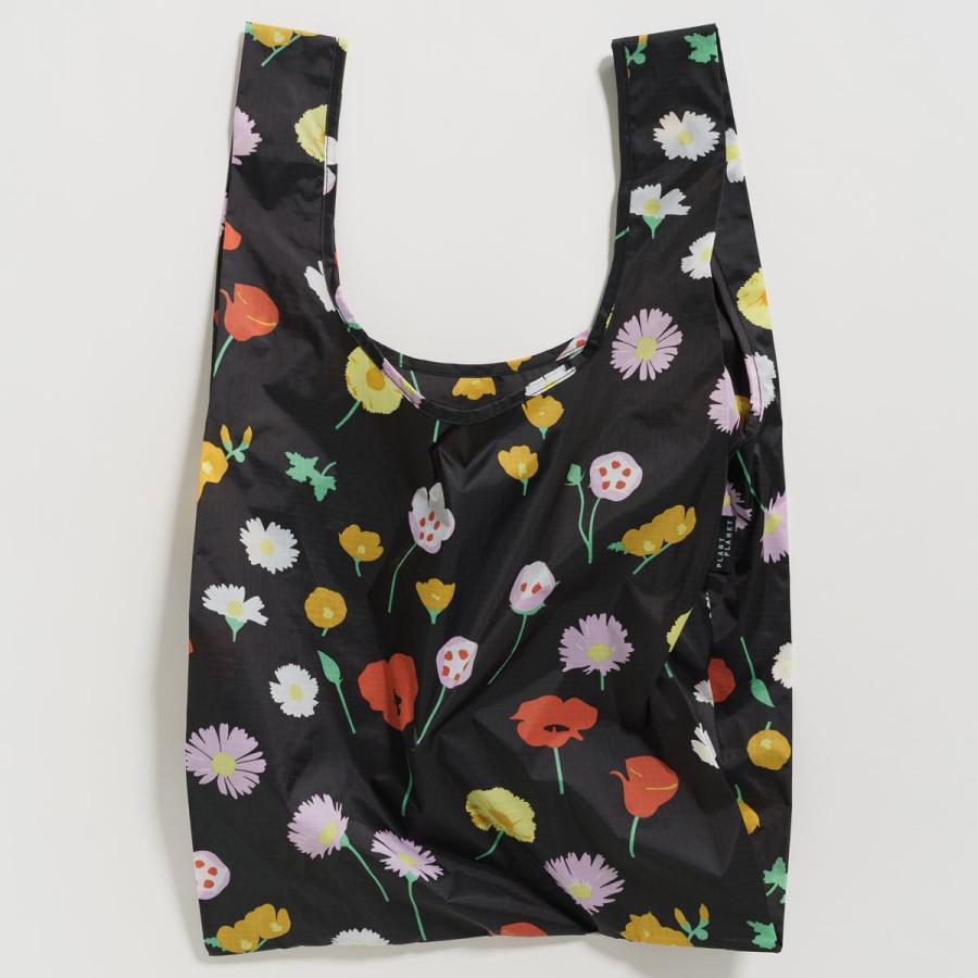 エコバッグ BAGGU 正規品 STANDARD BAGGU レジ袋 コンパクト ポーチ付き 折りたたみ バグゥ ブラックワイルドフラワー | BAGGU