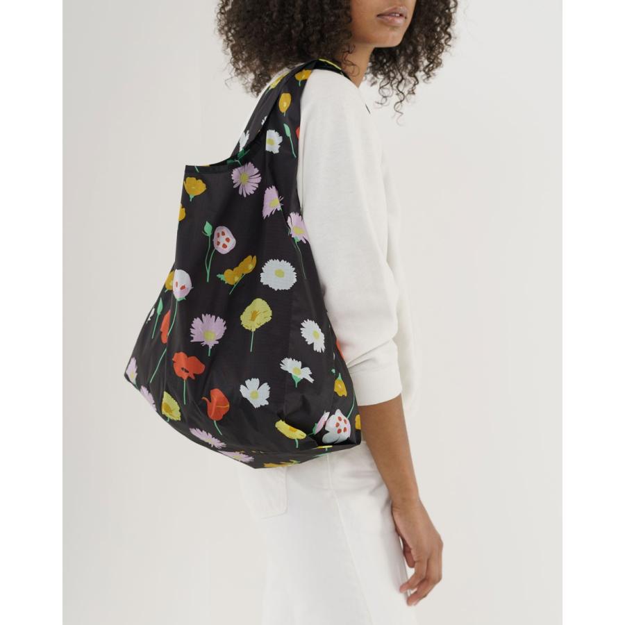 エコバッグ BAGGU 正規品 STANDARD BAGGU レジ袋 コンパクト ポーチ付き 折りたたみ バグゥ ブラックワイルドフラワー | BAGGU | 01