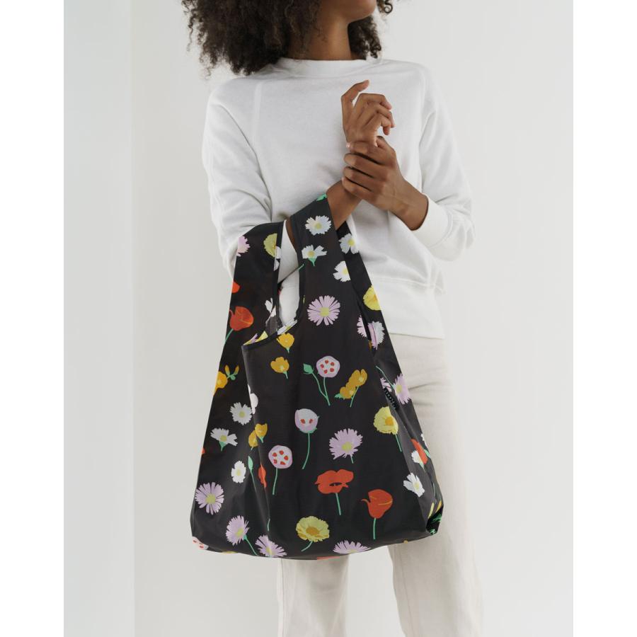 エコバッグ BAGGU 正規品 STANDARD BAGGU レジ袋 コンパクト ポーチ付き 折りたたみ バグゥ ブラックワイルドフラワー | BAGGU | 02