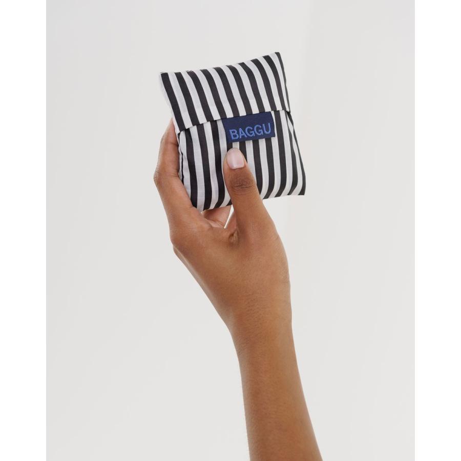 エコバッグ BAGGU 正規品 BABY BAGGU レジ袋 ポーチ付き 小さめサイズ 折りたたみ ショッピングバッグ バグゥ ストライプ ブラックxホワイト | BAGGU | 03