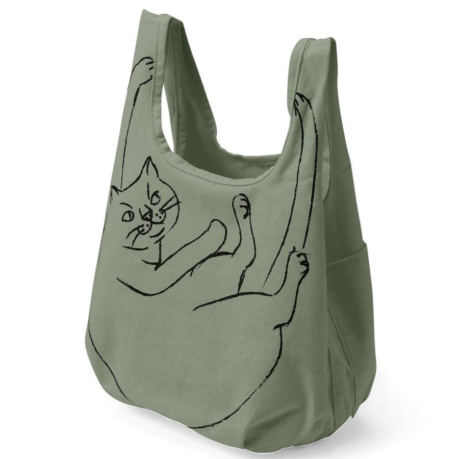 エコバッグ ルートート ルーショッパーミニマルシェ 猫グッズ 小さめサイズ かわいい 折りたたみ ショッピングバッグ ROOTOTE オリーブ | ROOTOTE
