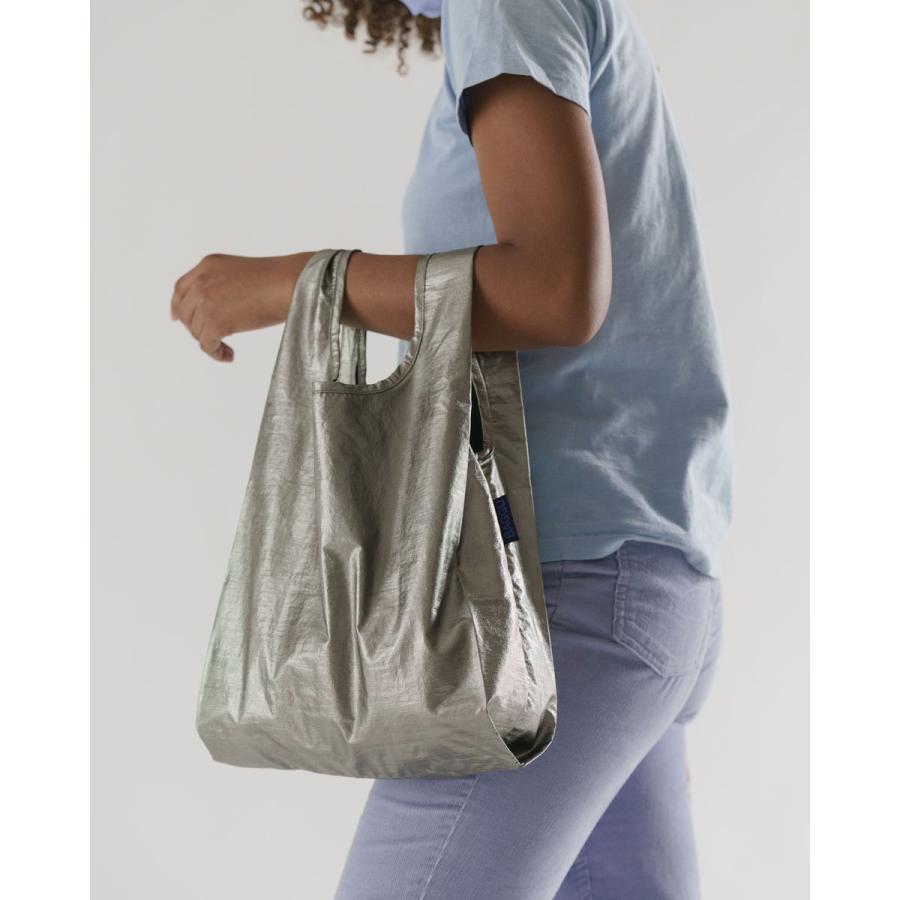 エコバッグ BAGGU 正規品 BABY BAGGU メタリック 定番 人気 デザイン 小さめサイズ 折りたたみ ショッピングバッグ バグゥ ピューター | BAGGU | 01