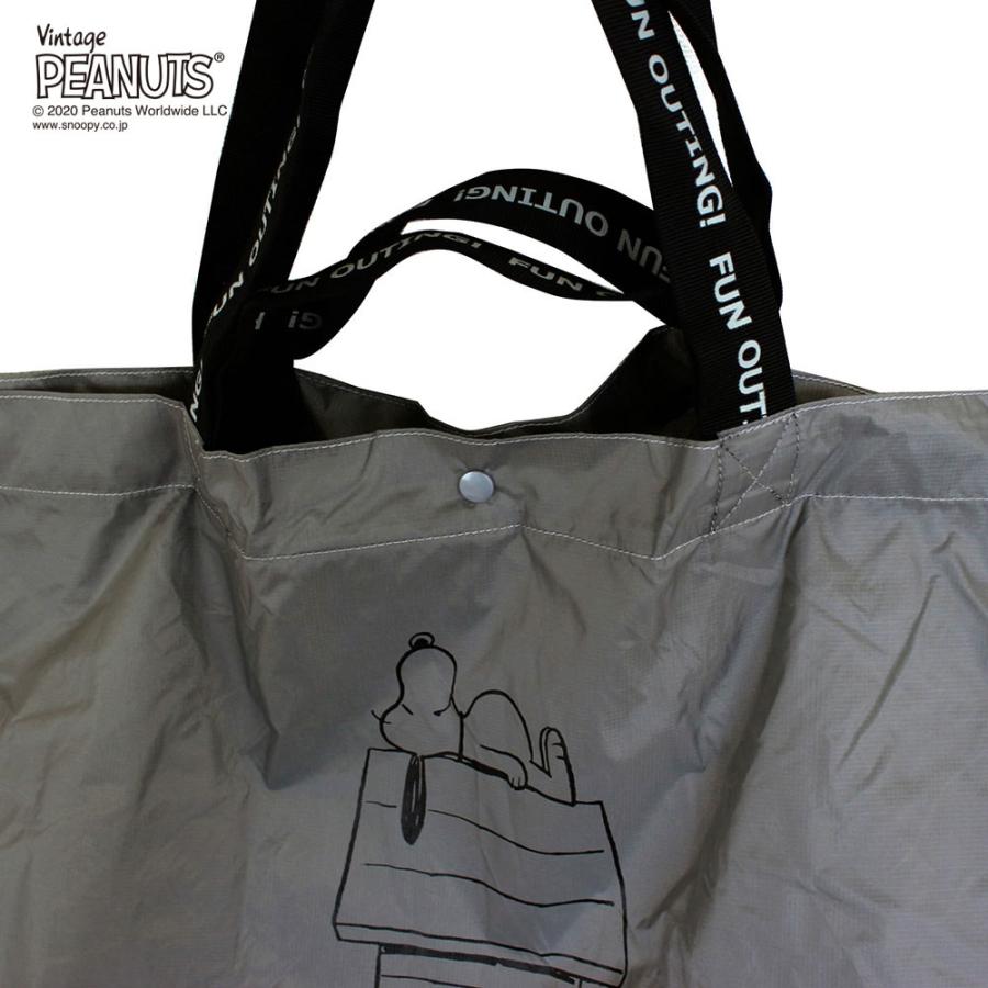 エコバッグ ルートート IP.グランデピーナッツ-5C スヌーピー 大容量 大きめサイズ 折りたたみ ショッピングバッグ ROOTOTE ブラック | ROOTOTE | 05
