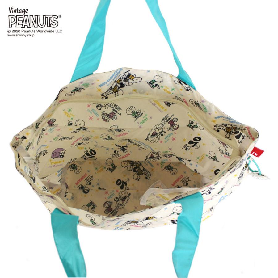 エコバッグ ルートート IP.フリンク ピーナッツ スヌーピー ファスナー付き 外側ポケット 折りたたみ ショッピングバッグ ROOTOTE レッド | ROOTOTE | 04