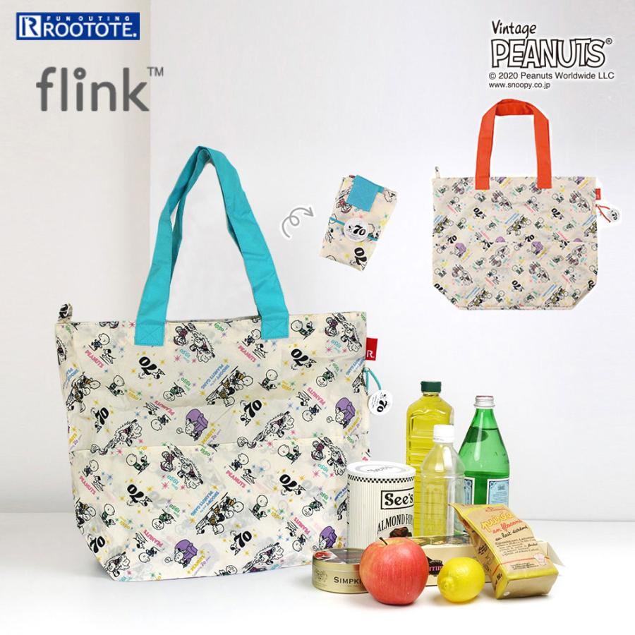 エコバッグ ルートート IP.フリンク ピーナッツ スヌーピー ファスナー付き 外側ポケット 折りたたみ ショッピングバッグ ROOTOTE グリーン | ROOTOTE | 01