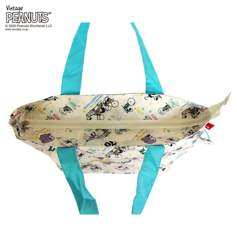 エコバッグ ルートート IP.フリンク ピーナッツ スヌーピー ファスナー付き 外側ポケット 折りたたみ ショッピングバッグ ROOTOTE グリーン | ROOTOTE | 05