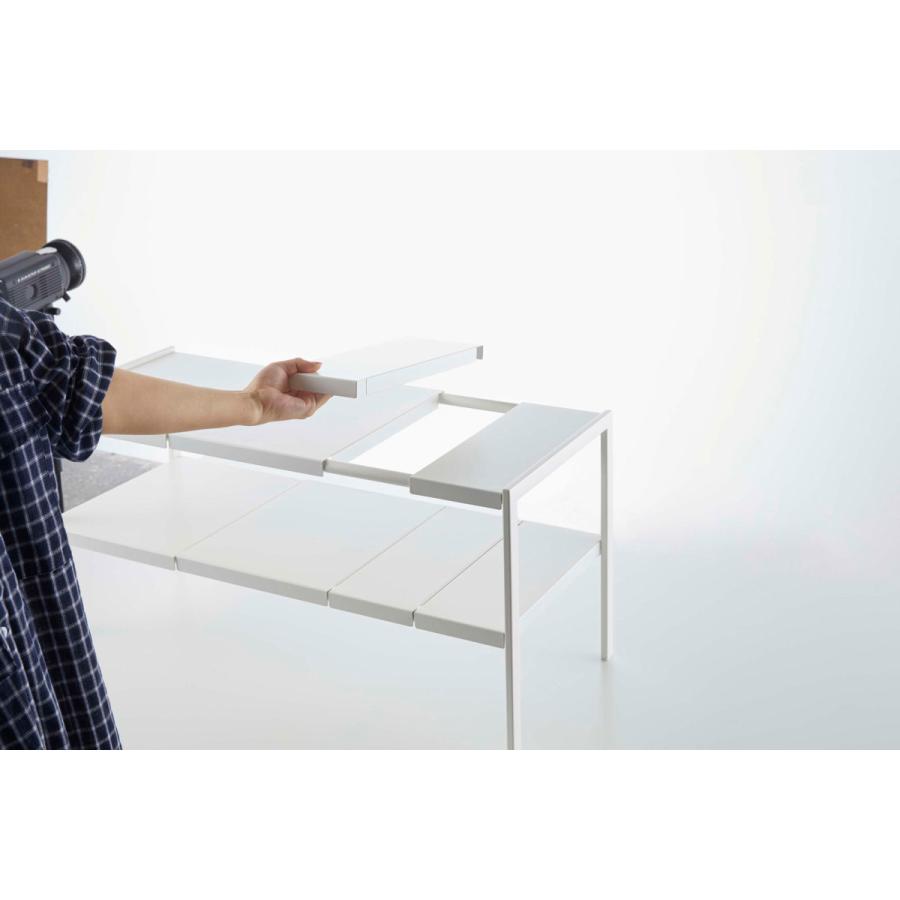収納ラック 正規品 TOWER タワー 伸縮シンク下ラック 2段 D30 キッチン収納 洗面台下 幅調整可 スチールラック 山崎実業 ホワイト | tower | 09