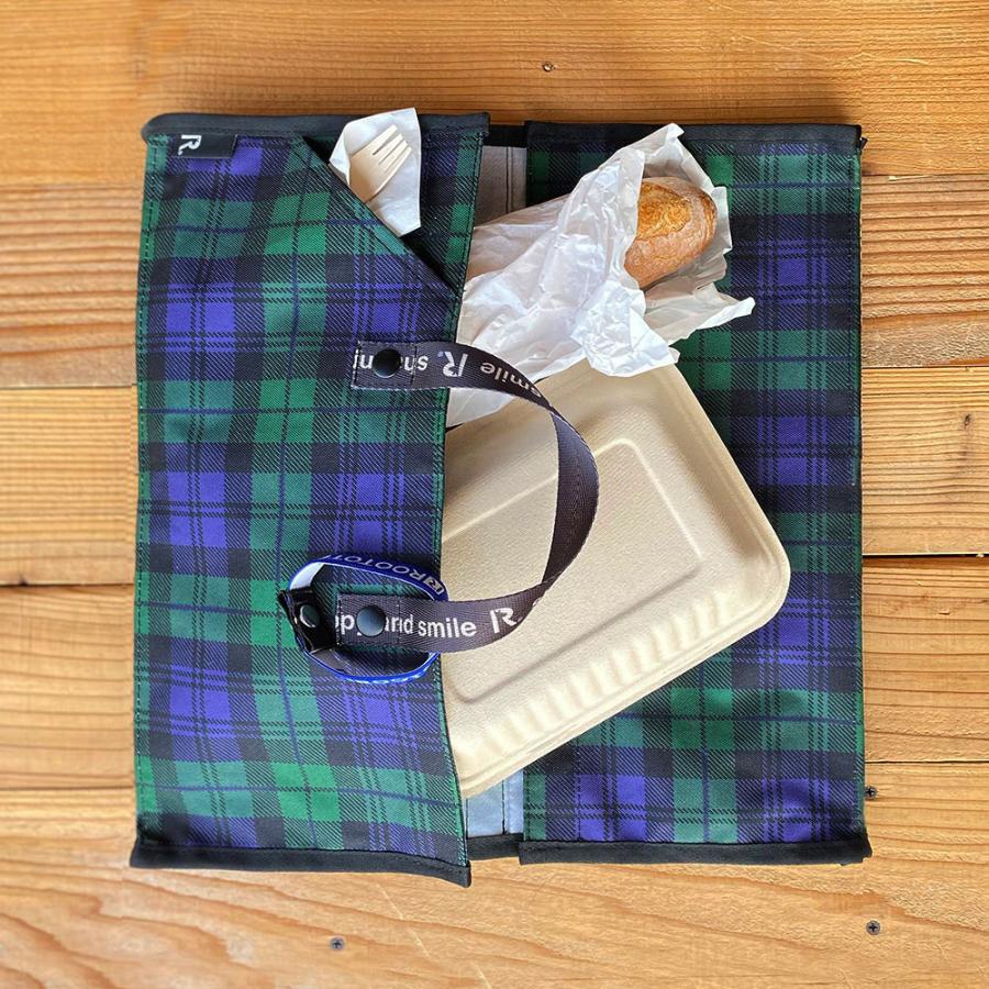 エコバッグ ルートート CJ.テイクアウェイルー.リペットSサイズ-A テイクアウト 持ち帰り オードブル ピザ 折りたたみ ROOTOTE チェック グリーン | ROOTOTE | 02