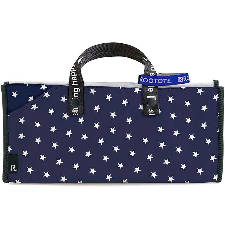 エコバッグ ルートート CJ.テイクアウェイルー.リペットSサイズ-A テイクアウト 持ち帰り オードブル ピザ 折りたたみ ROOTOTE スター ネイビー | ROOTOTE