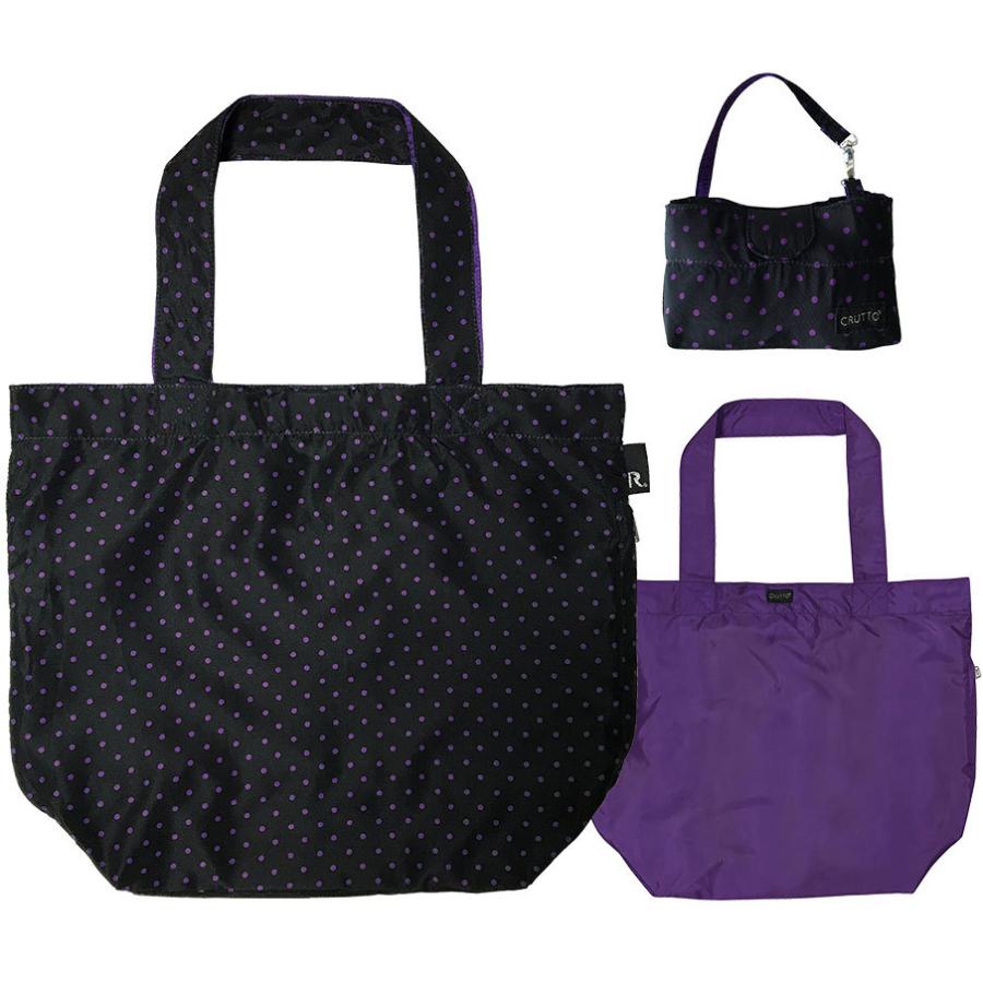 エコバッグ ルートート LT.クルット 軽量 Ａ4収納 リバーシブル コンパクト 折りたたみ ショッピングバッグ ROOTOTE ドットパープル | ROOTOTE