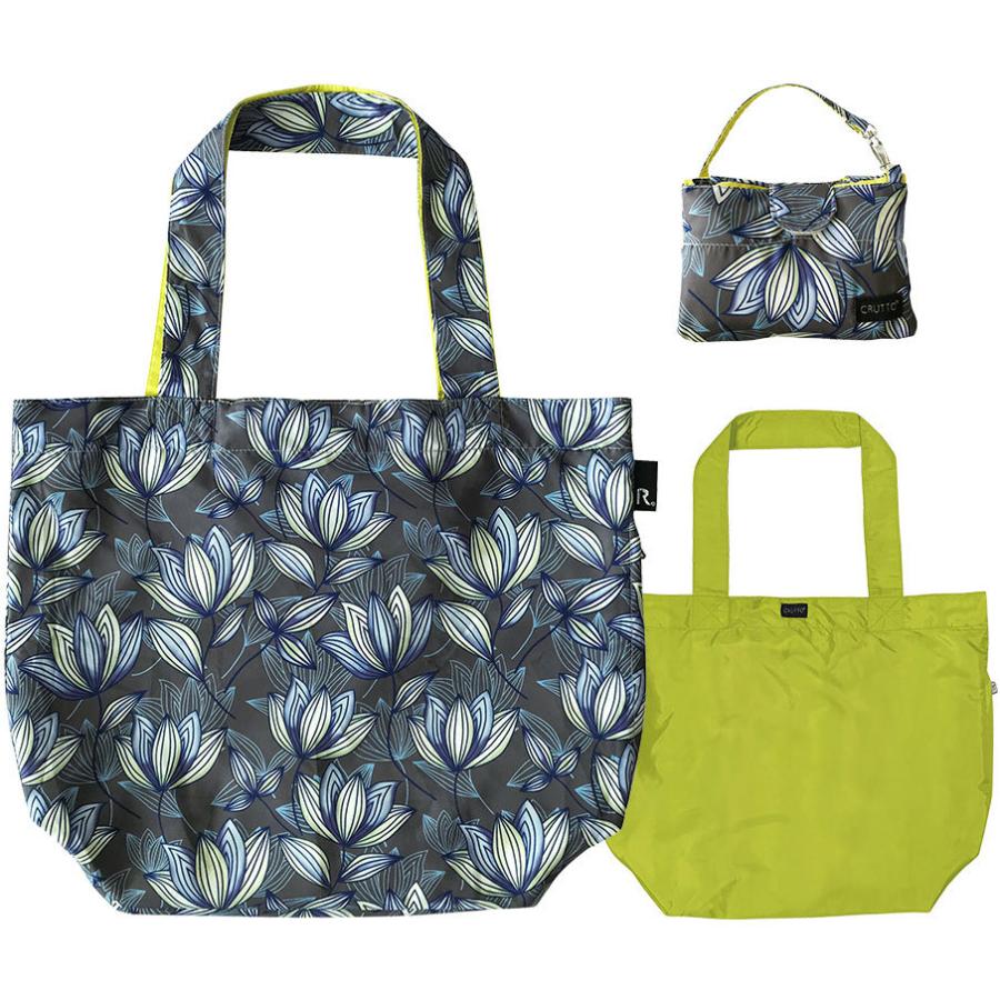 エコバッグ ルートート LT.クルット 軽量 Ａ4収納 リバーシブル コンパクト 折りたたみ ショッピングバッグ ROOTOTE ブルーフラワー | ROOTOTE