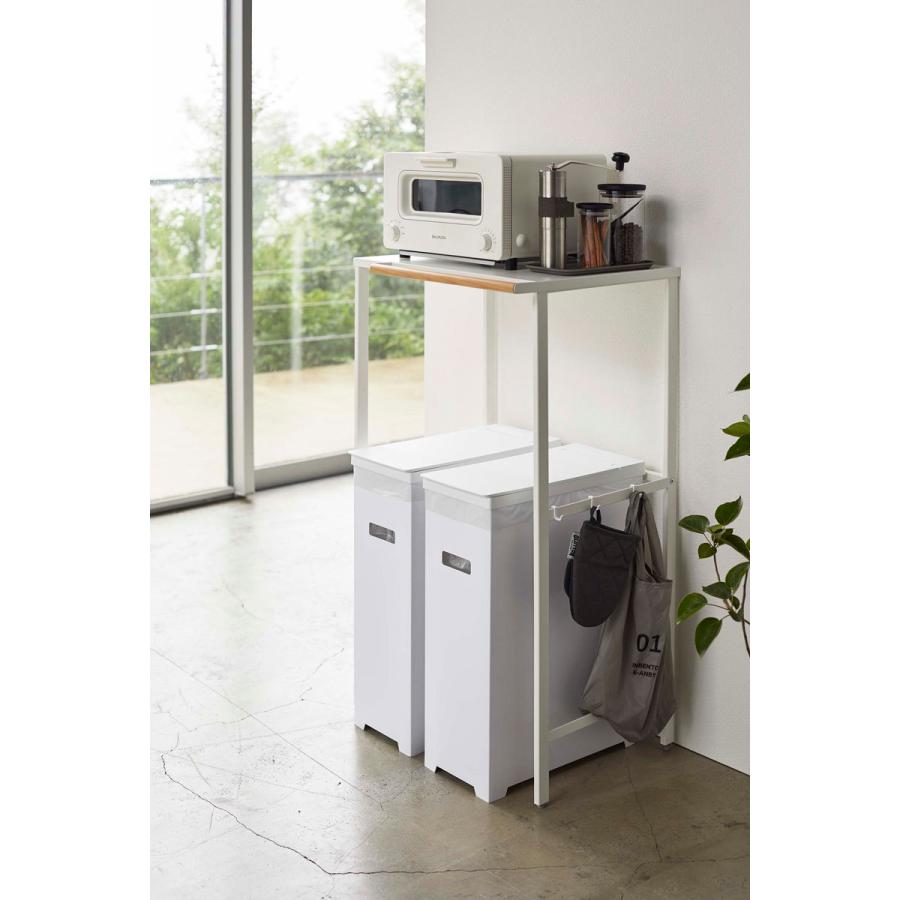 ゴミ箱 正規品 TOWER タワー スリム蓋付きゴミ箱 45L 2個組 薄型 45リットル ダストボックス ごみ箱 山崎実業 ホワイト＆ホワイト | tower | 04