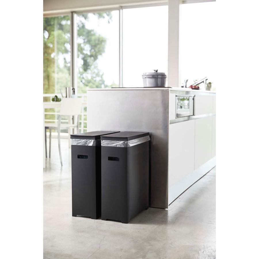 ゴミ箱 正規品 TOWER タワー スリム蓋付きゴミ箱 45L 2個組 薄型 45リットル ダストボックス ごみ箱 山崎実業 ブラック＆ブラック | tower | 01