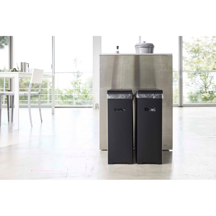 ゴミ箱 正規品 TOWER タワー スリム蓋付きゴミ箱 45L 2個組 薄型 45リットル ダストボックス ごみ箱 山崎実業 ブラック＆ブラック | tower | 02