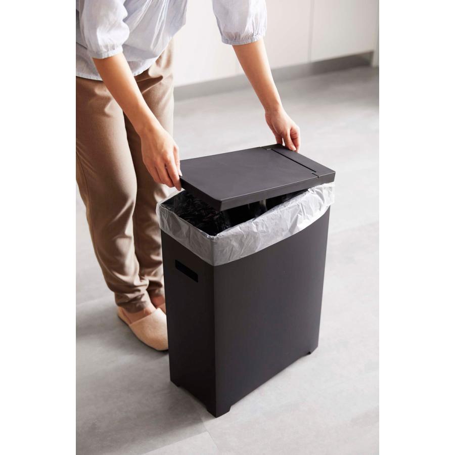ゴミ箱 正規品 TOWER タワー スリム蓋付きゴミ箱 45L 2個組 薄型 45リットル ダストボックス ごみ箱 山崎実業 ブラック＆ブラック | tower | 06
