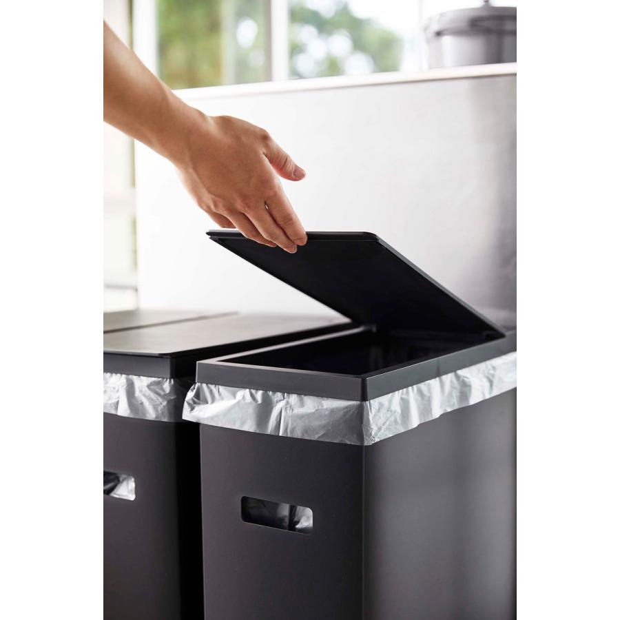 ゴミ箱 正規品 TOWER タワー スリム蓋付きゴミ箱 45L 2個組 薄型 45リットル ダストボックス ごみ箱 山崎実業 ブラック＆ブラック | tower | 07