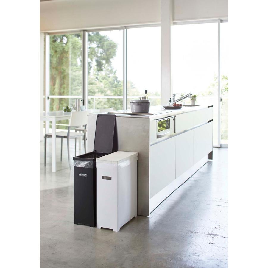 ゴミ箱 正規品 TOWER タワー スリム蓋付きゴミ箱 45L 2個組 薄型 45リットル ダストボックス ごみ箱 山崎実業 ホワイト＆ブラック | tower | 02