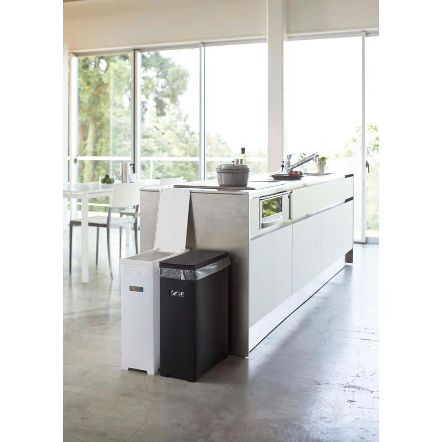 ゴミ箱 正規品 TOWER タワー スリム蓋付きゴミ箱 45L 2個組 薄型 45リットル ダストボックス ごみ箱 山崎実業 ホワイト＆ブラック | tower | 03