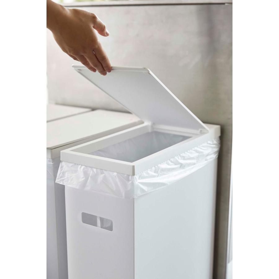 ゴミ箱 正規品 TOWER タワー スリム蓋付きゴミ箱 45L 2個組 薄型 45リットル ダストボックス ごみ箱 山崎実業 ホワイト＆ブラック | tower | 07