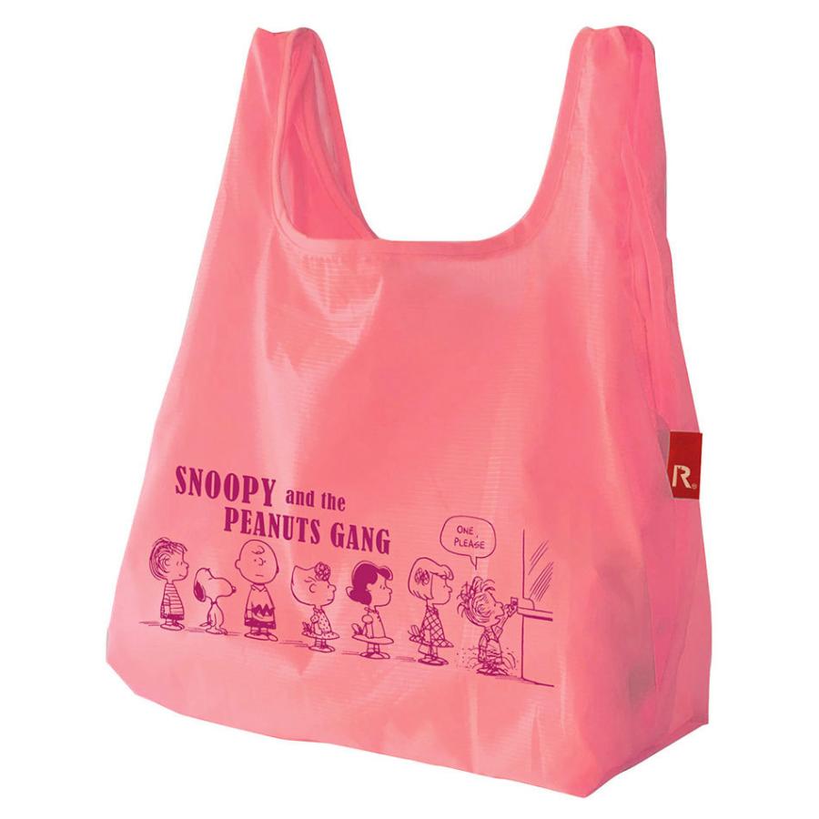 エコバッグ ルートート IP.ルーショッパーミッドリフティー.ピーナッツ-6U スヌーピー コンビニ用エコバッグ マチ広 折りたたみ ROOTOTE ピンク | ROOTOTE