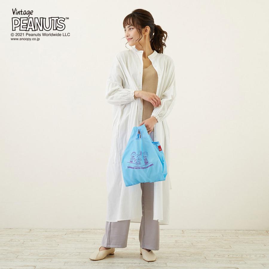 エコバッグ ルートート IP.ルーショッパーミッドリフティー.ピーナッツ-6U スヌーピー コンビニ用エコバッグ マチ広 折りたたみ ROOTOTE ピンク | ROOTOTE | 07