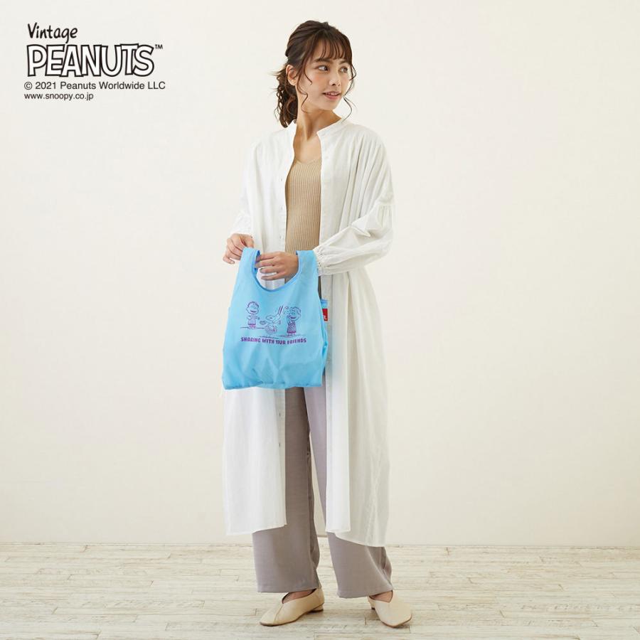 エコバッグ ルートート IP.ルーショッパーミッドリフティー.ピーナッツ-6U スヌーピー コンビニ用エコバッグ マチ広 折りたたみ ROOTOTE グレー | ROOTOTE | 08